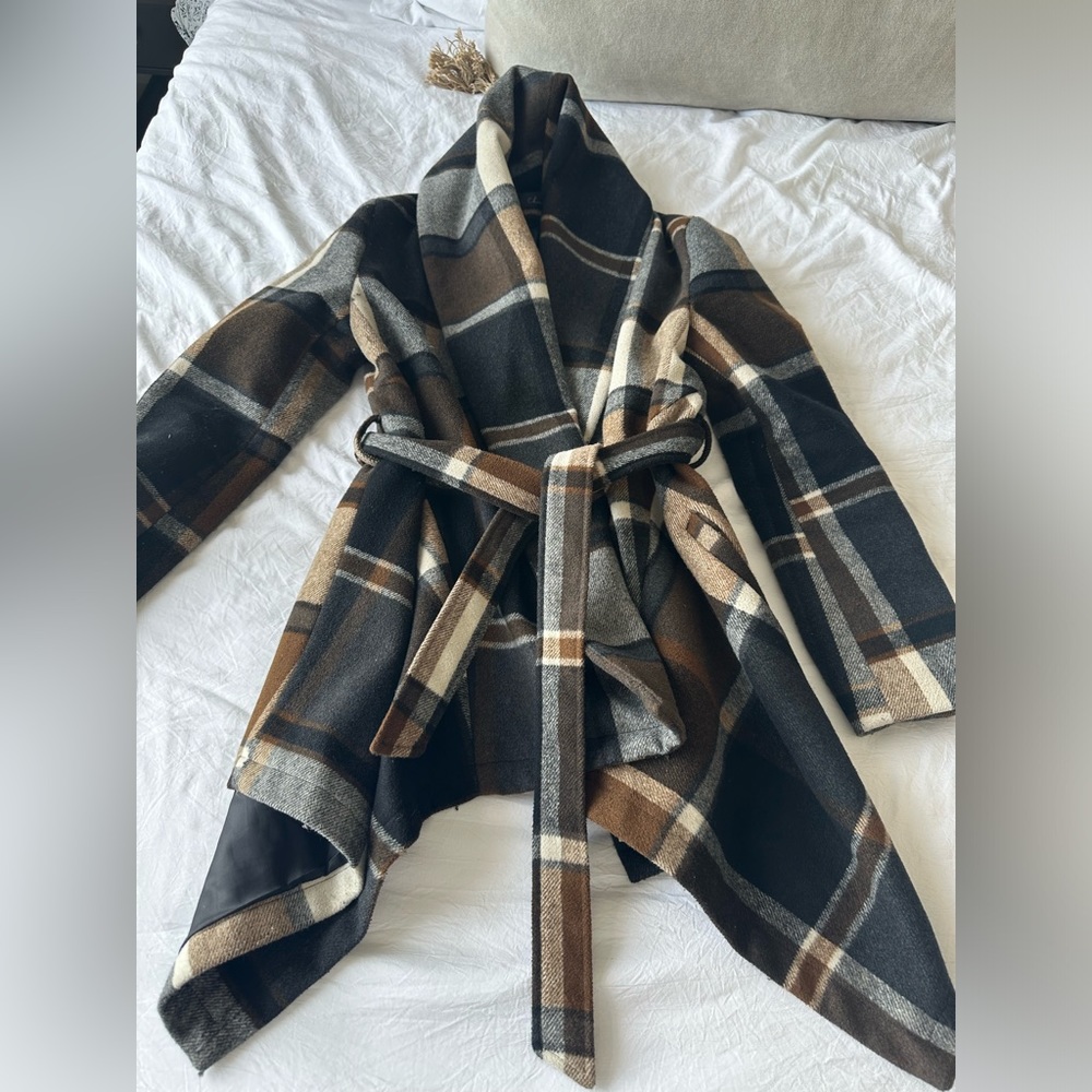 Chicwish plaid draped coat - size M